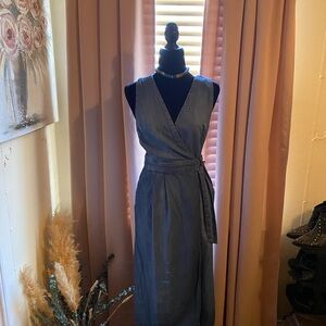 Free People denim midi wrap dress. Size 6